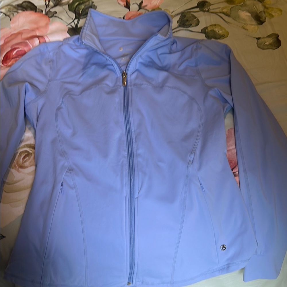 Buffbunny buff bunnie periwinkle blue zip up jacket xl new sexy peekaboo back.